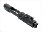 VFC M4 V3 reinforced airsoft bolt carrier group front angled view with gas key and nozzle visible.