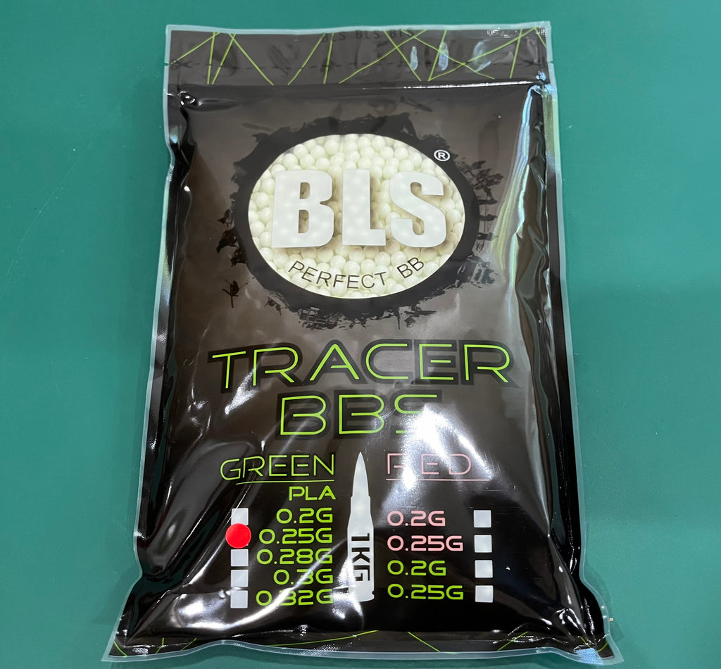 Packaging of BLS Tracer BBs on a green background