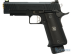 Black handgun with visible brand logo on a white background