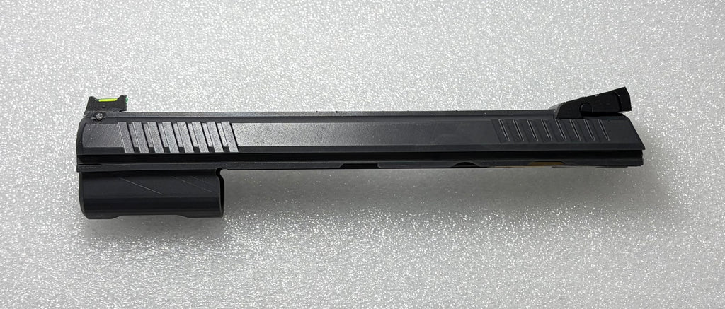 Black pistol slide on a white background