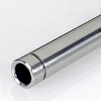 Metallic cylindrical object on a white background