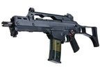 Black G36C rifle with a magazine on a white background