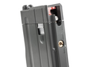 Maruyama/VFC ISO556 grey gas magazine close-up showing feed lips, red component and brass valve.