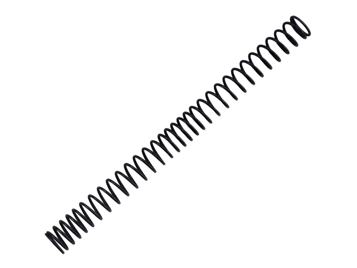 Coiled black spring on a white background