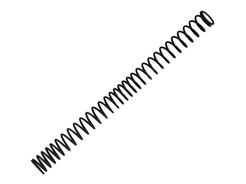 Coiled black spring on a white background