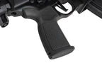 Golden Eagle MPX-K airsoft pistol grip close-up showing textured panels, ribbed front strap and trigger guard.