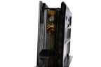 VFC G36KV transparent airsoft gas magazine rear close-up showing brass valve housing and silver release valve.