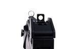 VFC G36KV airsoft rifle view along carry handle showing rear aperture sight and hooded front sight.