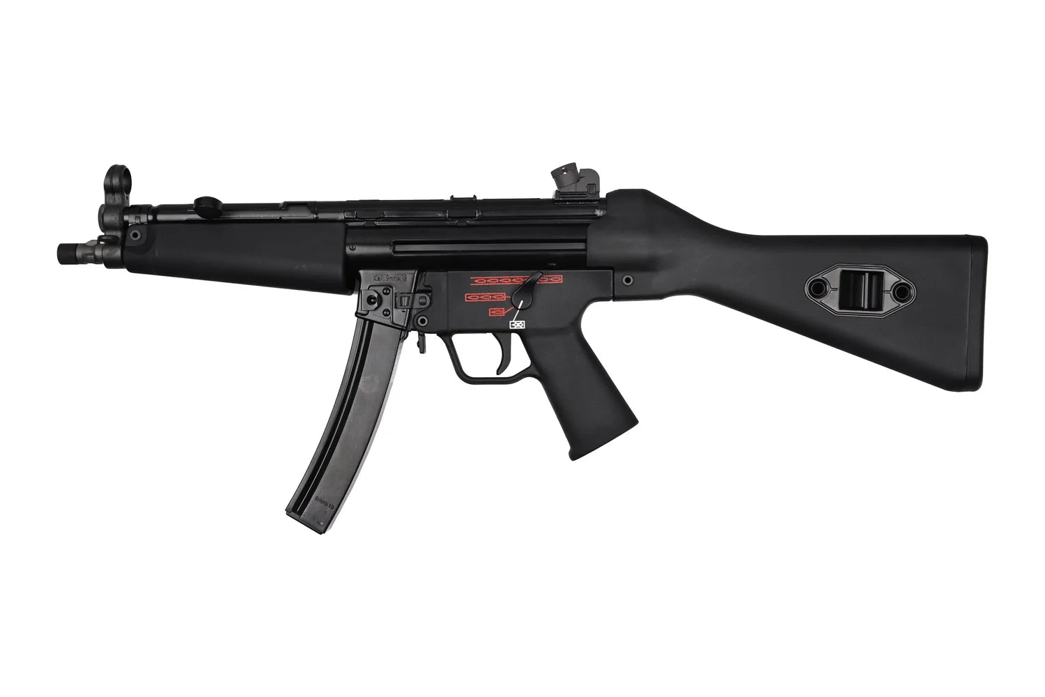 Black submachine gun on a white background