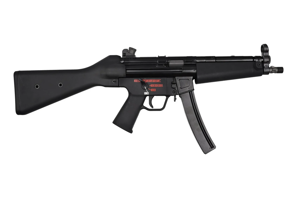 Black submachine gun on a white background