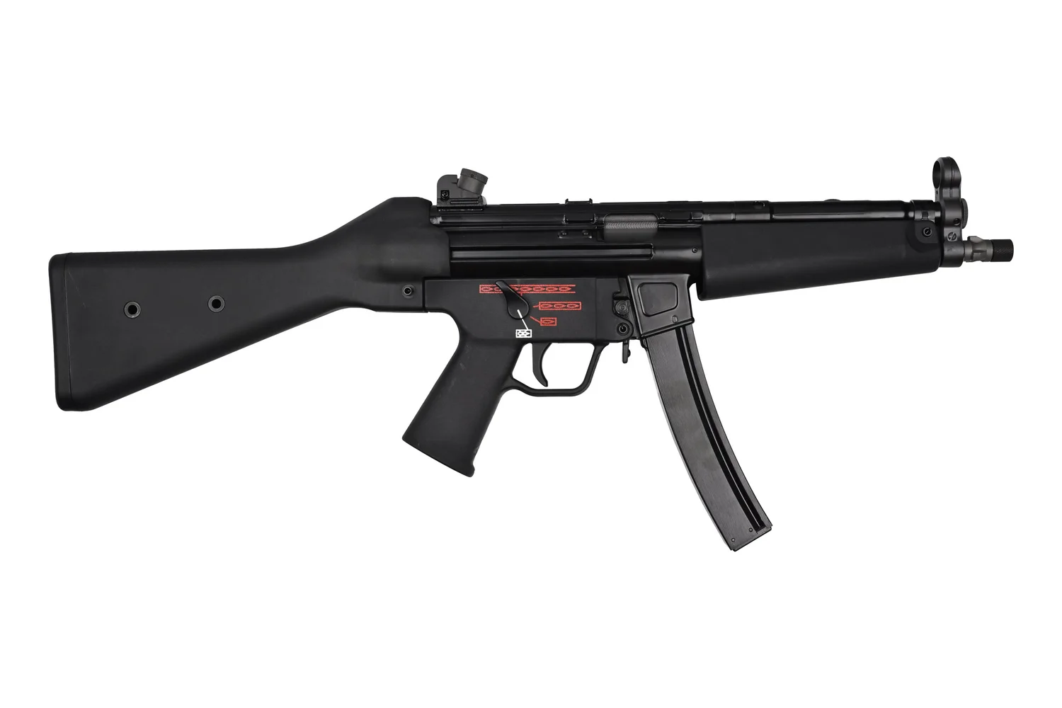 Black submachine gun on a white background