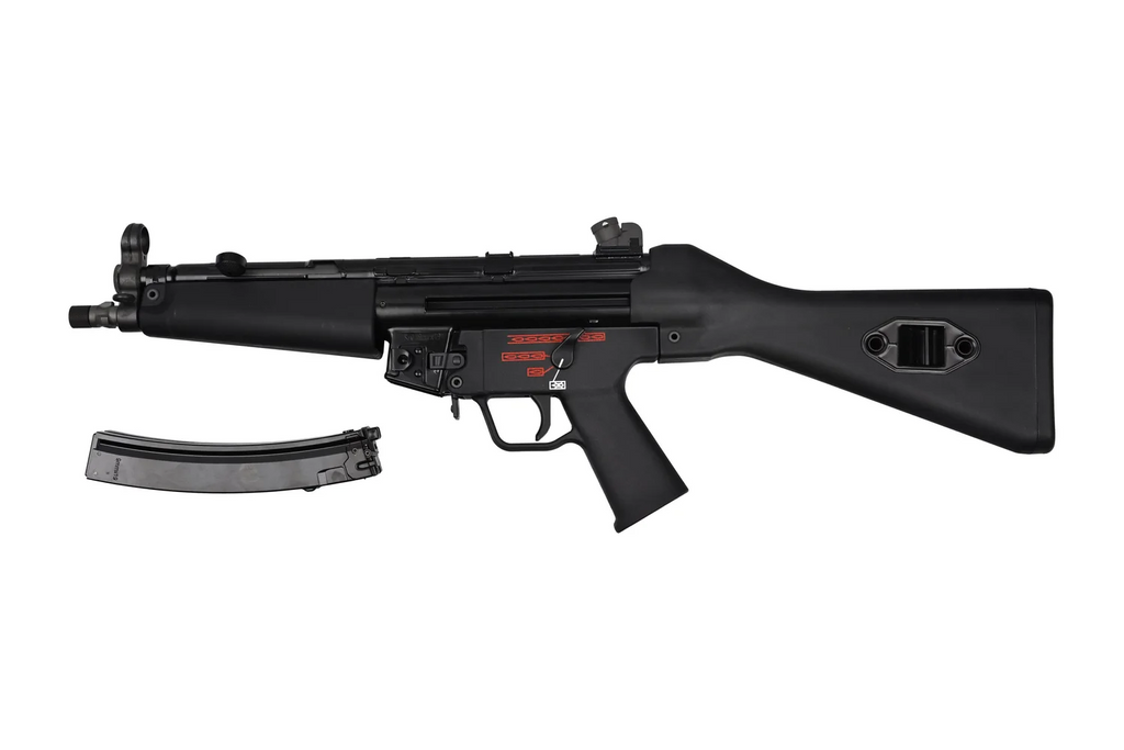 Black submachine gun on a white background