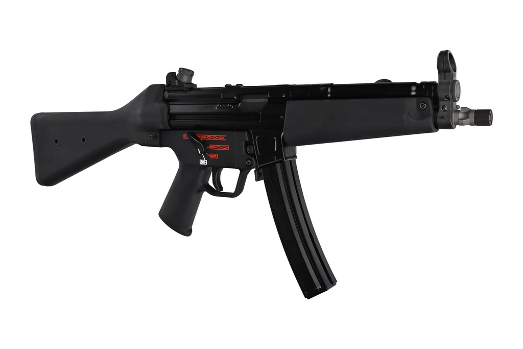 Black submachine gun on a white background