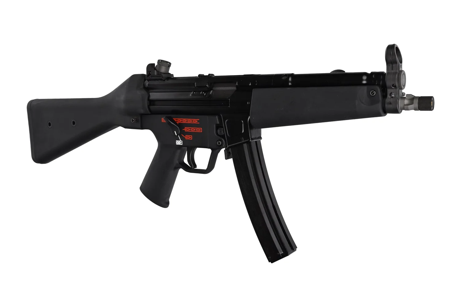 Black submachine gun on a white background