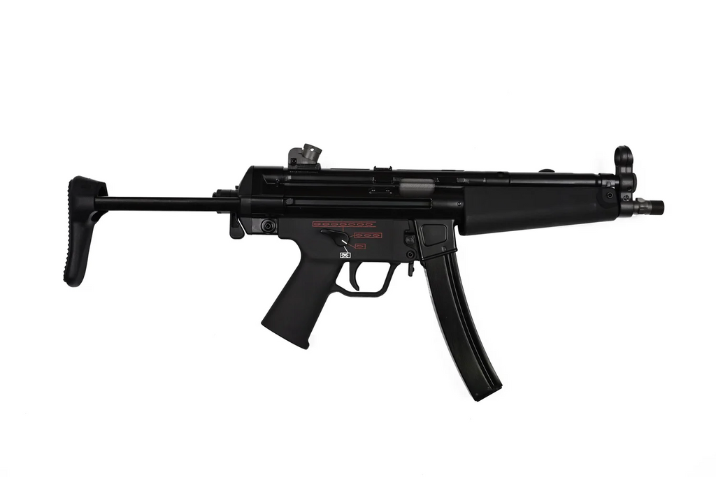 Black submachine gun on a white background