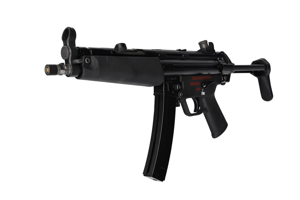 Black submachine gun on a white background