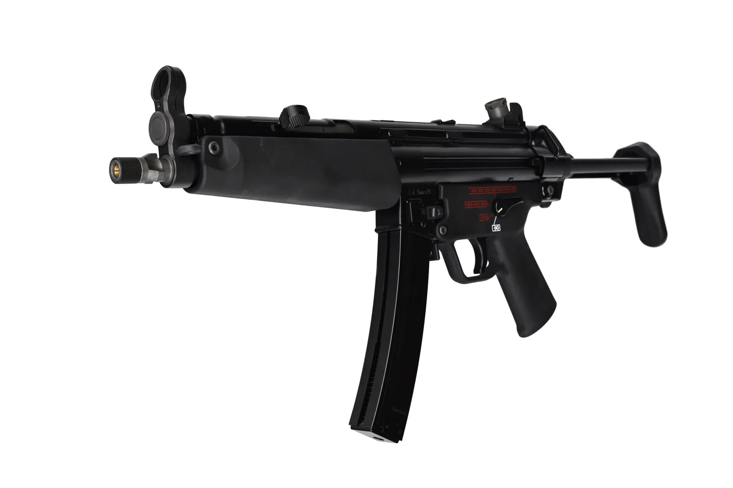 Black submachine gun on a white background
