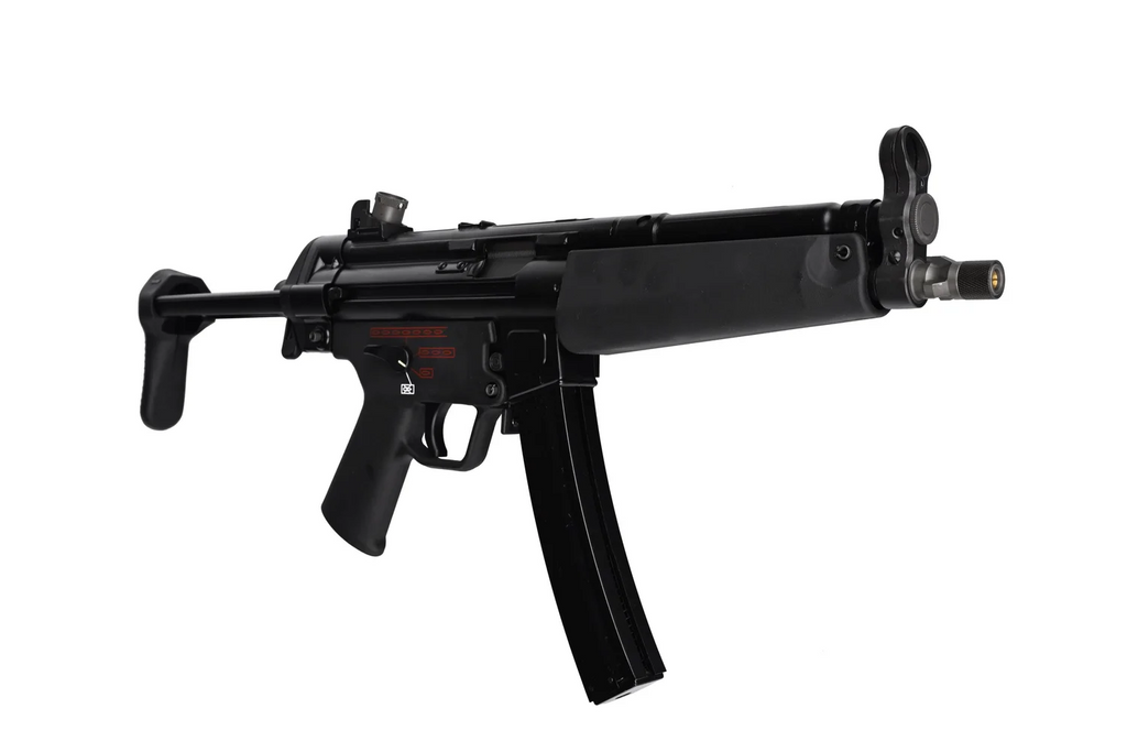 Black submachine gun on a white background