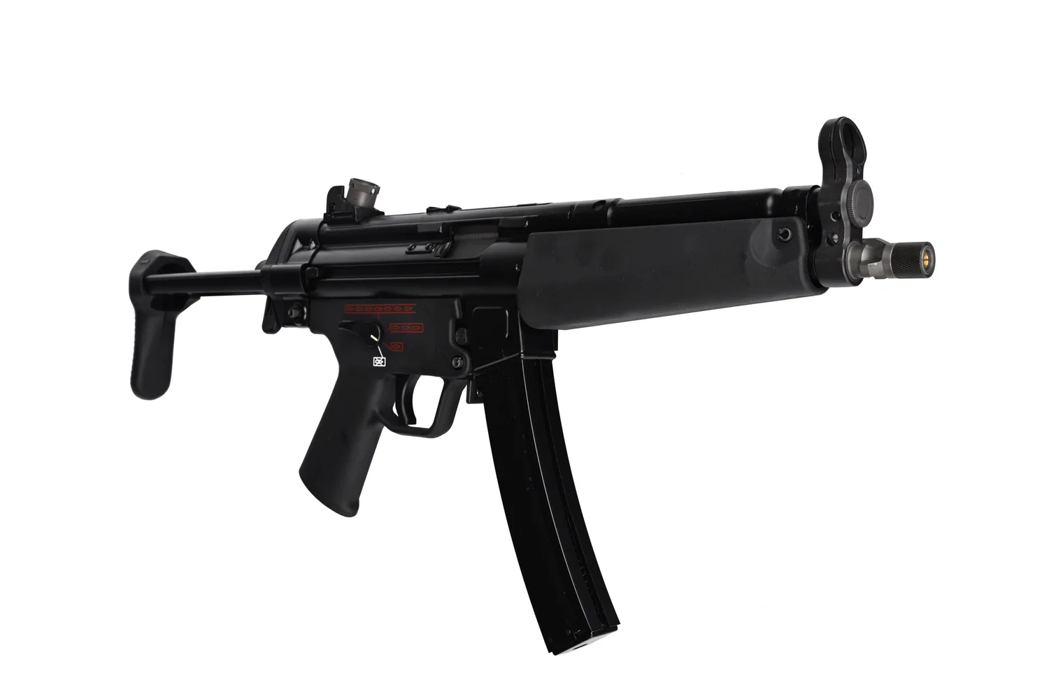 Black submachine gun on a white background