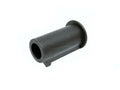 Black cylindrical metal bushing on a white background