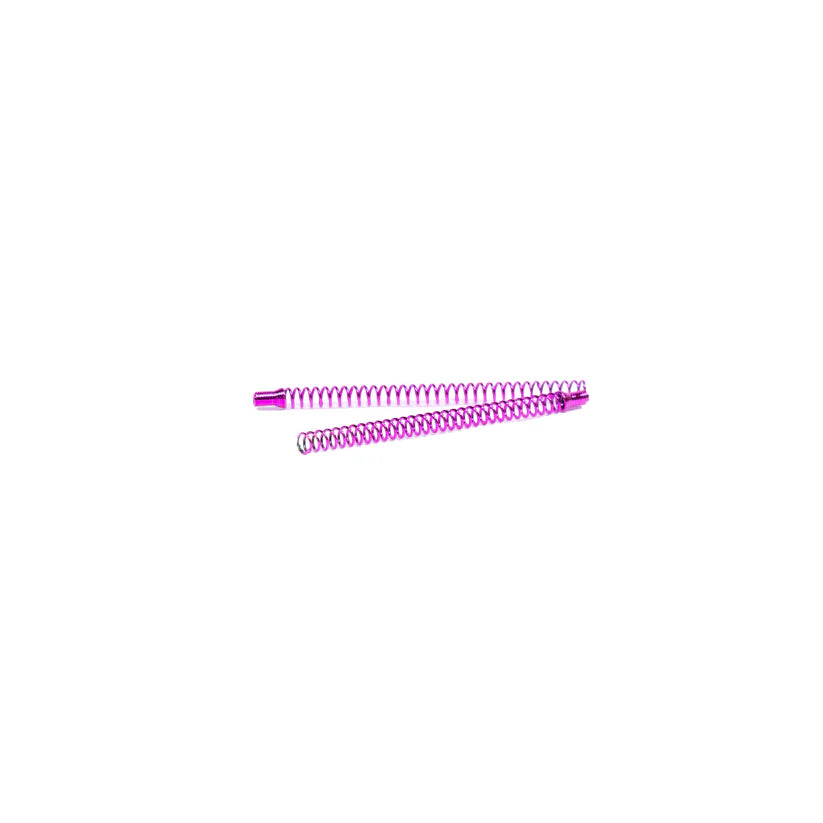 Two pink metal springs on a white background