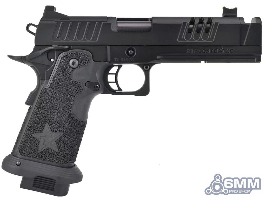 6mmProShop x Staccato XC 2011 Gas Blowback T8 Airsoft Pistol w/ Muzzle Compensator