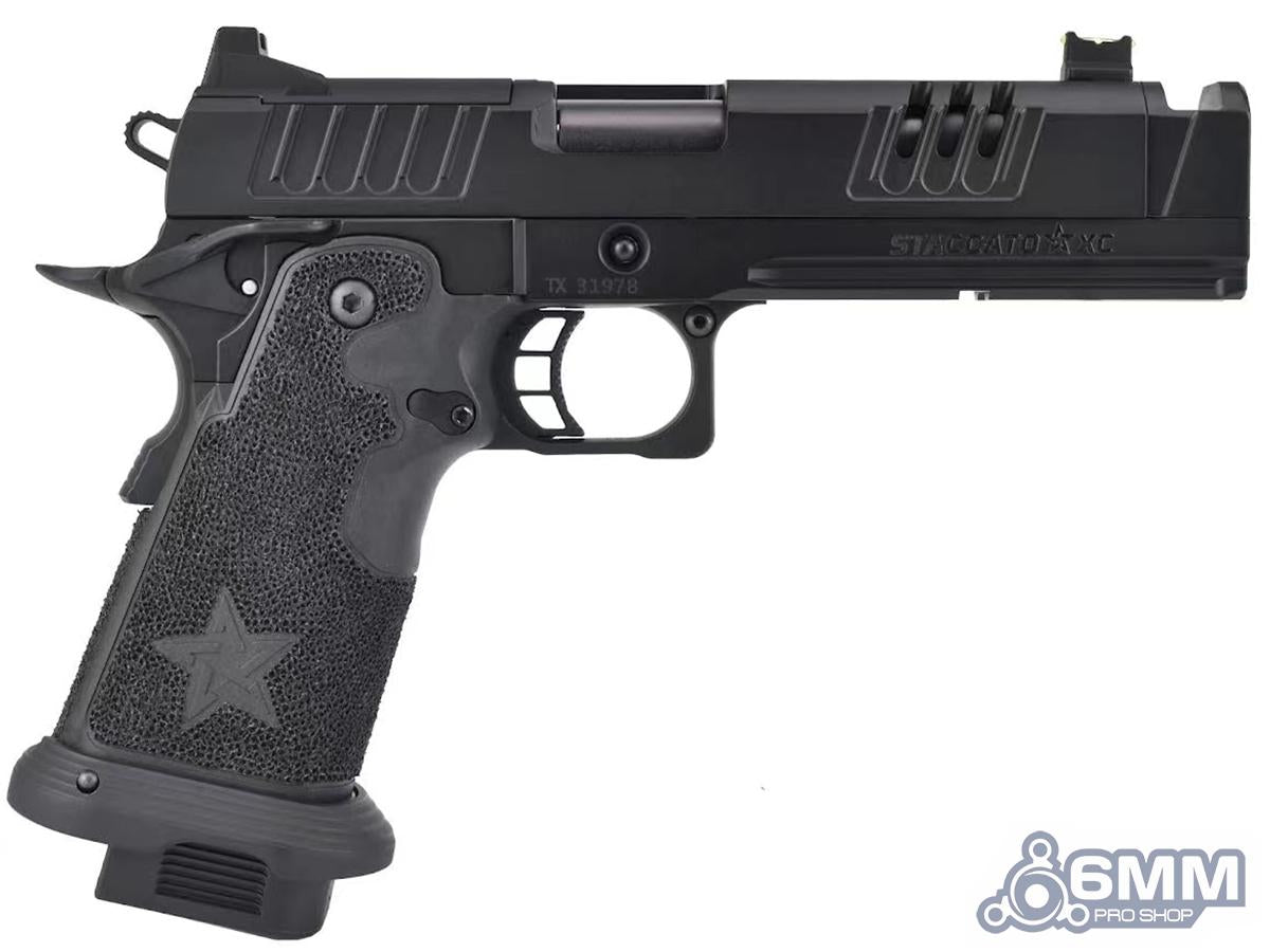 6mmProShop x Staccato XC 2011 Gas Blowback T8 Airsoft Pistol w/ Muzzle Compensator