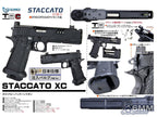 6mmProShop x Staccato XC 2011 Gas Blowback T8 Airsoft Pistol w/ Muzzle Compensator